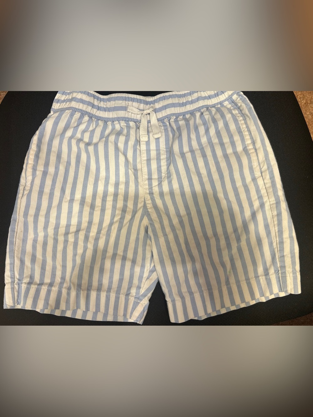 Janie and Jack Boys Size 6 Blue White Striped Drawstring Shorts Pockets